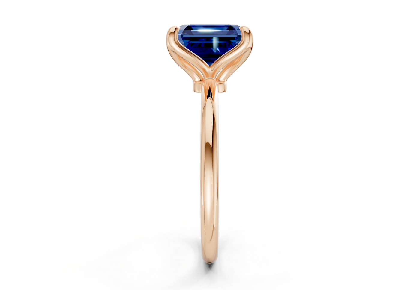 Phoenix Sapphire Gemstone Solitaire Asscher Cut 2.3mm Engagement Ring