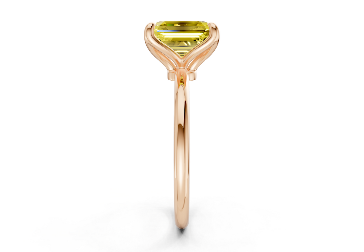 Phoenix Yellow Diamond Solitaire Asscher Cut 2mm Engagement Ring