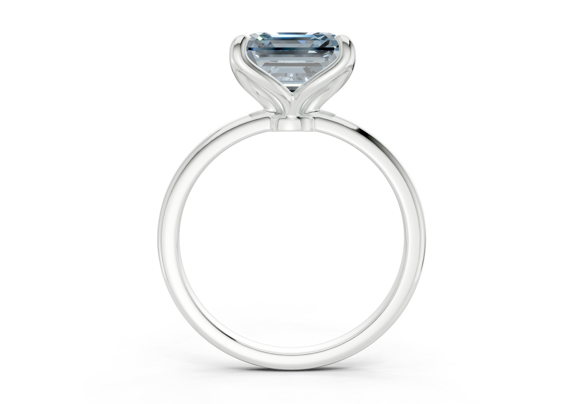 Phoenix Blue Diamond Solitaire Asscher Cut 2mm Engagement Ring