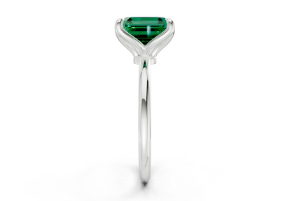 Phoenix Emerald Gemstone Solitaire Asscher Cut 1.8mm Engagement Ring