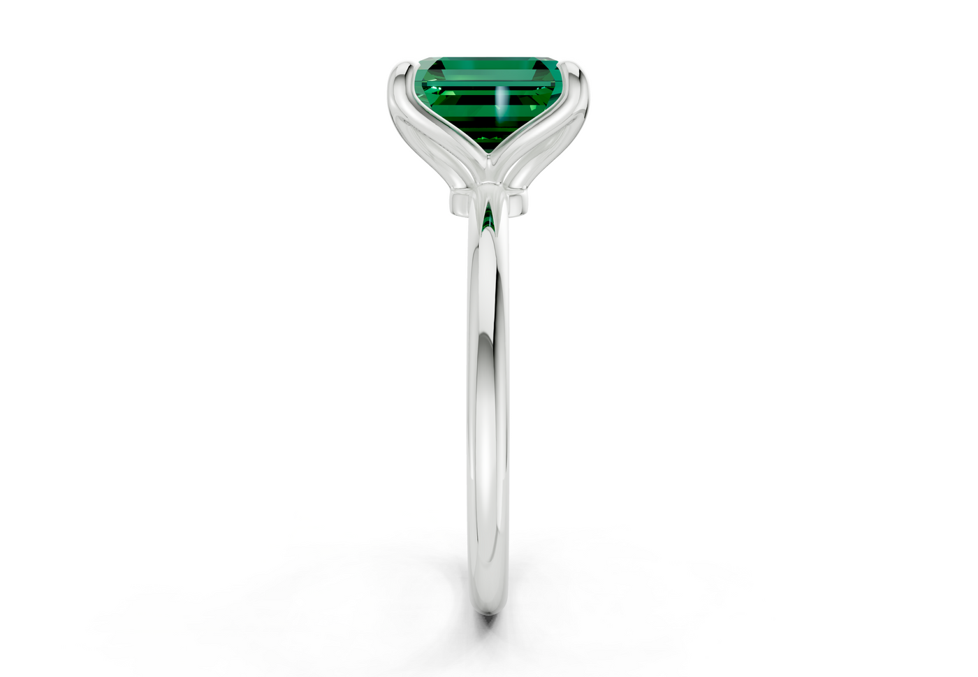 Phoenix Emerald Gemstone Solitaire Asscher Cut 2.3mm Engagement Ring