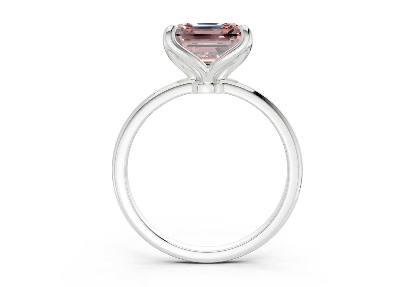 Phoenix Pink Diamond Solitaire Asscher Cut 2mm Engagement Ring
