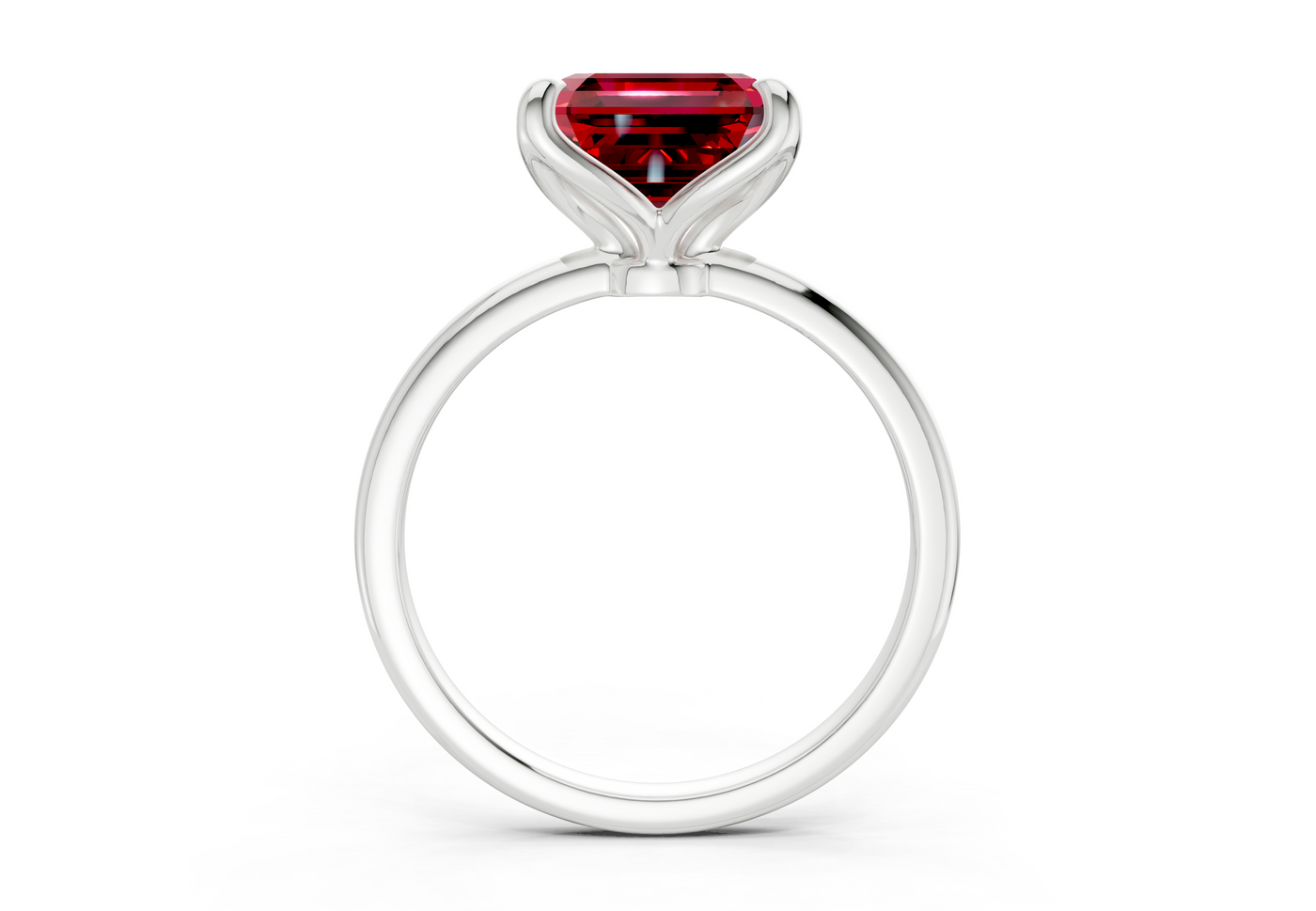 Phoenix Ruby Gemstone Solitaire Asscher Cut 2mm Engagement Ring