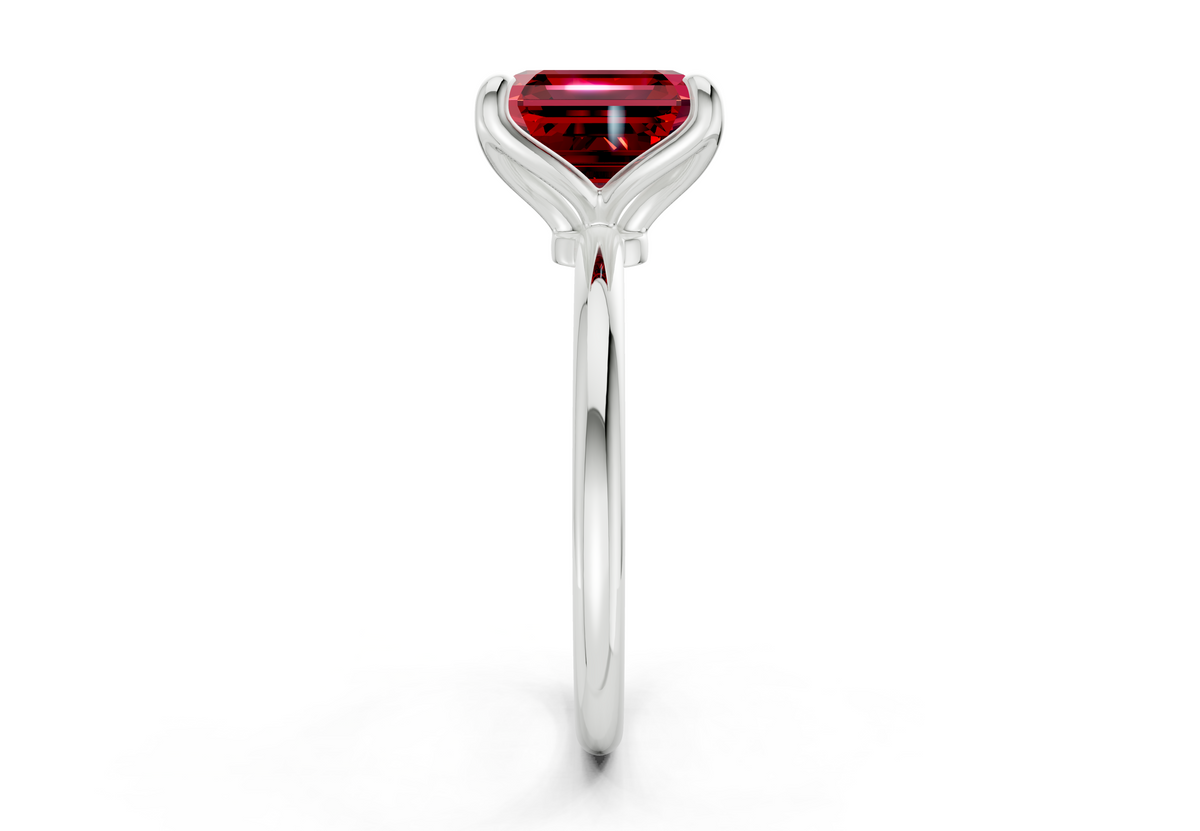 Phoenix Ruby Gemstone Solitaire Asscher Cut 2.3mm Engagement Ring