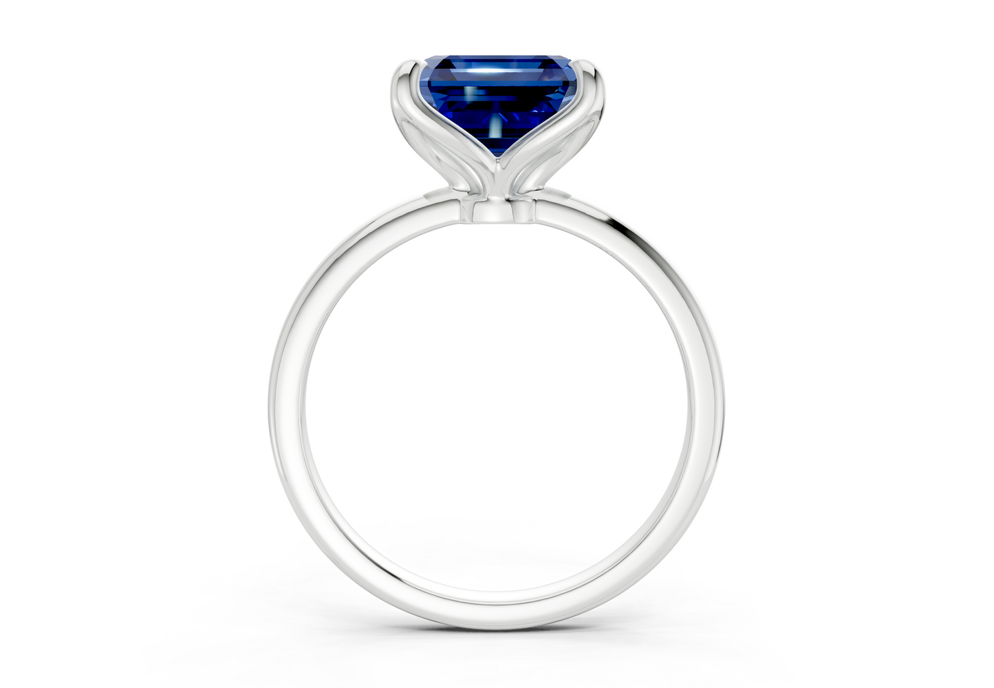 Phoenix Sapphire Gemstone Solitaire Asscher Cut 1.8mm Engagement Ring
