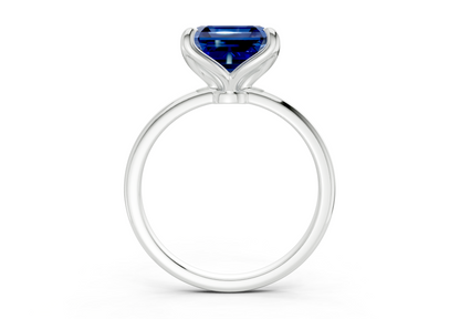 Phoenix Sapphire Gemstone Solitaire Asscher Cut 1.8mm Engagement Ring