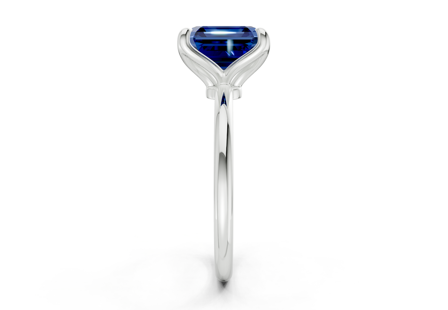 Phoenix Sapphire Gemstone Solitaire Asscher Cut 1.8mm Engagement Ring