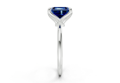 Phoenix Sapphire Gemstone Solitaire Asscher Cut 1.8mm Engagement Ring
