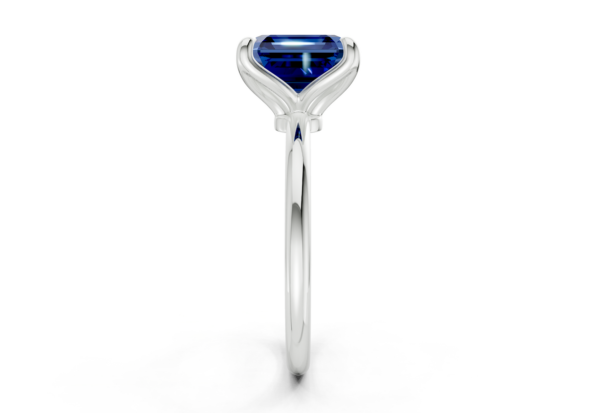 Phoenix Sapphire Gemstone Solitaire Asscher Cut 2.3mm Engagement Ring