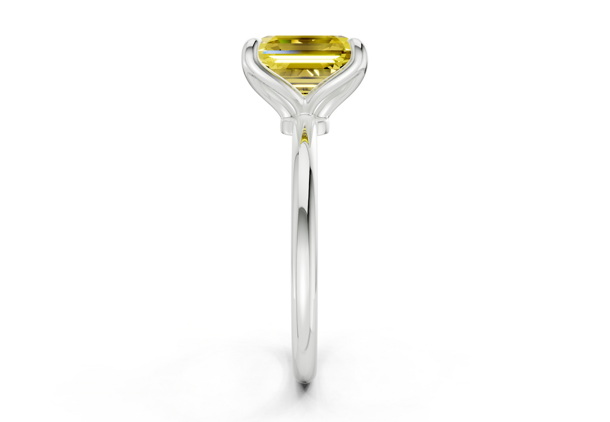 Phoenix Yellow Diamond Solitaire Asscher Cut 2mm Engagement Ring