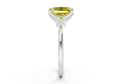 Phoenix Yellow Diamond Solitaire Asscher Cut 2mm Engagement Ring