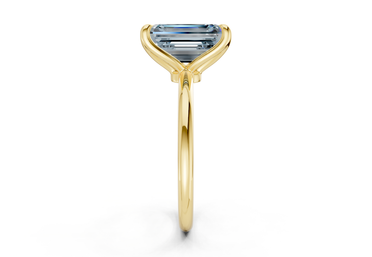 Phoenix Blue Diamond Solitaire Emerald Cut 1.8mm Engagement Ring