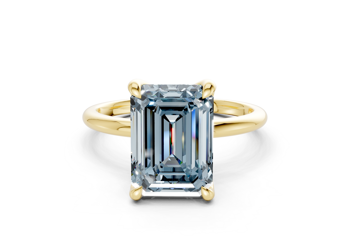 Phoenix Blue Diamond Solitaire Emerald Cut 2.3mm Engagement Ring