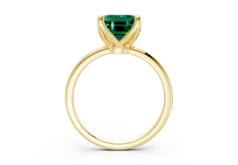 Phoenix Emerald Gemstone Solitaire Emerald Cut 2mm Engagement Ring