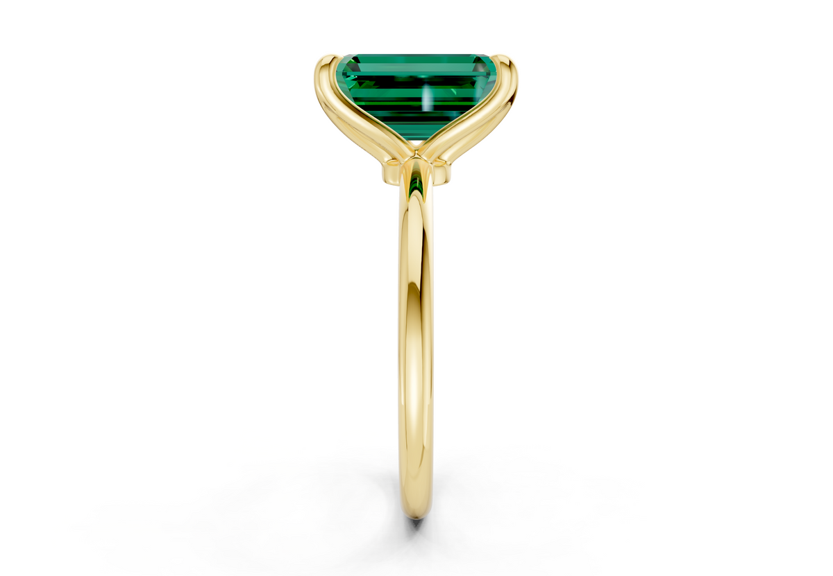 Phoenix Emerald Gemstone Solitaire Emerald Cut 1.8mm Engagement Ring