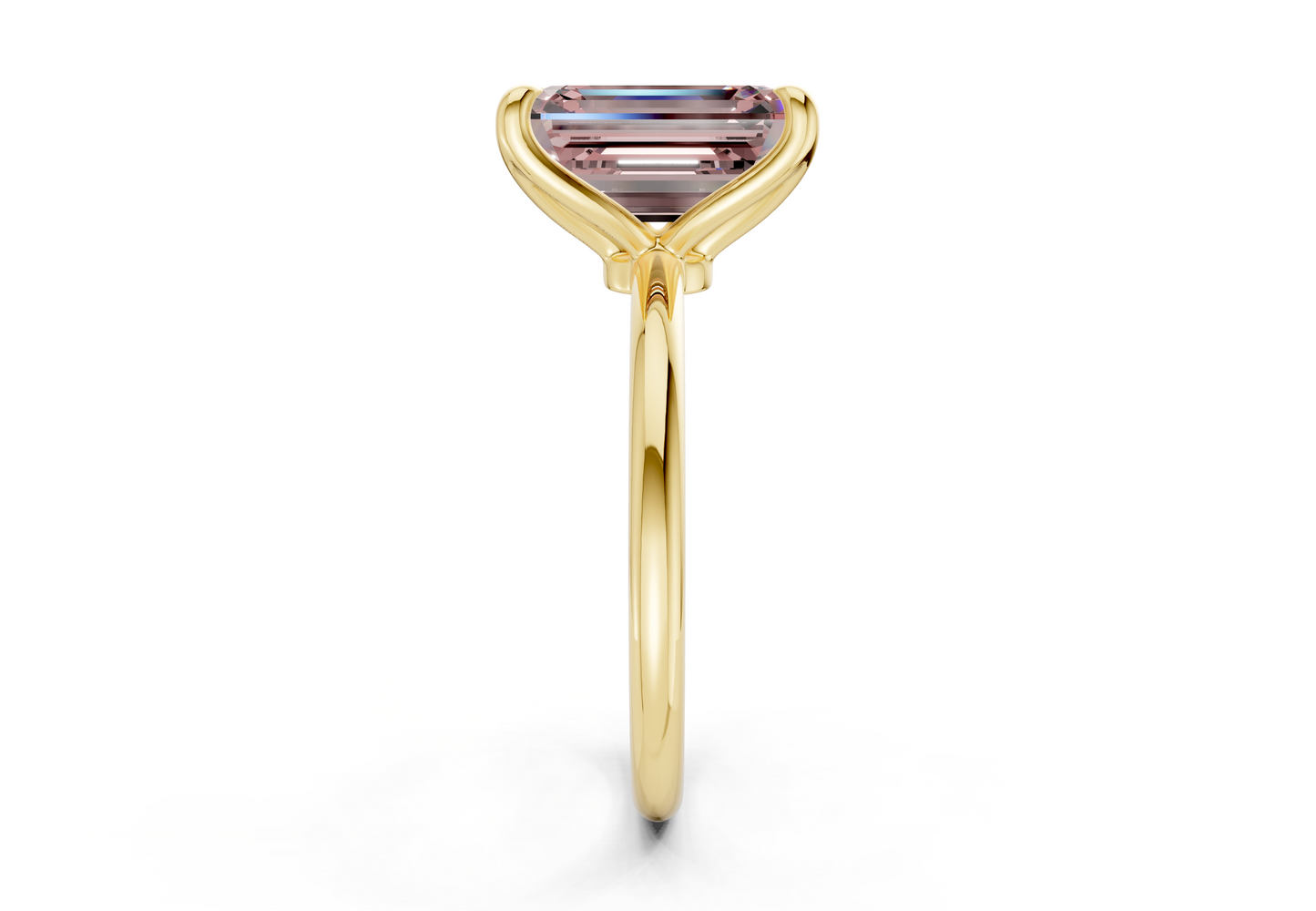 Phoenix Pink Diamond Solitaire Emerald Cut 1.8mm Engagement Ring