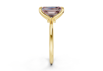 Phoenix Pink Diamond Solitaire Emerald Cut 1.8mm Engagement Ring