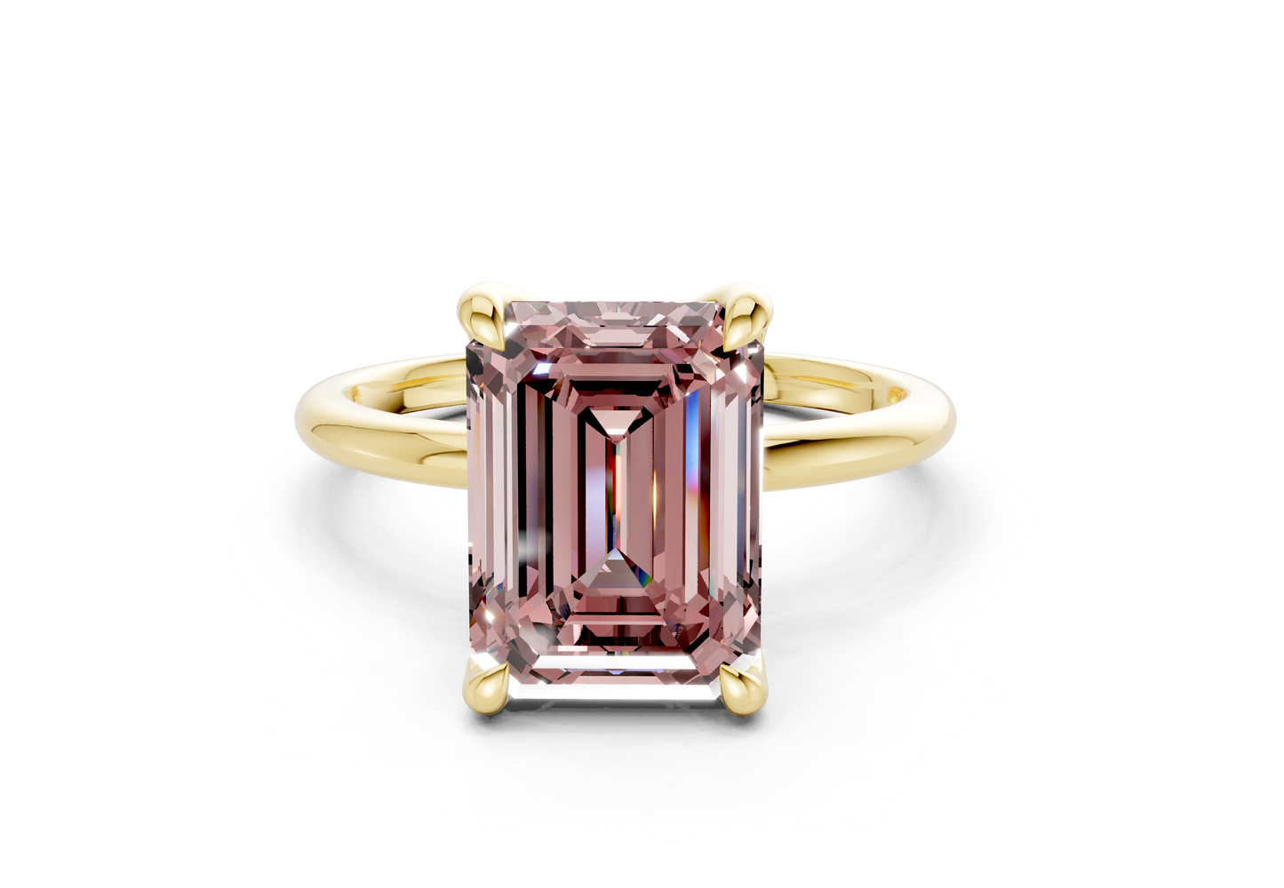 Phoenix Pink Diamond Solitaire Emerald Cut 1.8mm Engagement Ring