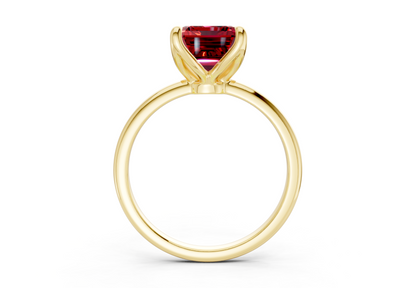 Phoenix Ruby Gemstone Solitaire Emerald Cut 1.8mm Engagement Ring