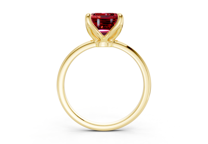 Phoenix Ruby Gemstone Solitaire Emerald Cut 1.8mm Engagement Ring
