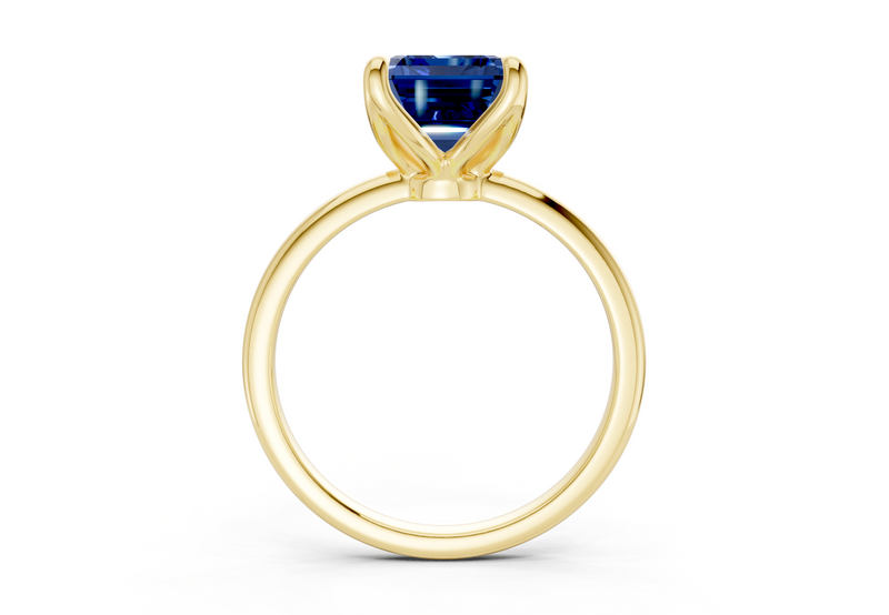 Phoenix Sapphire Gemstone Solitaire Emerald Cut 1.8mm Engagement Ring