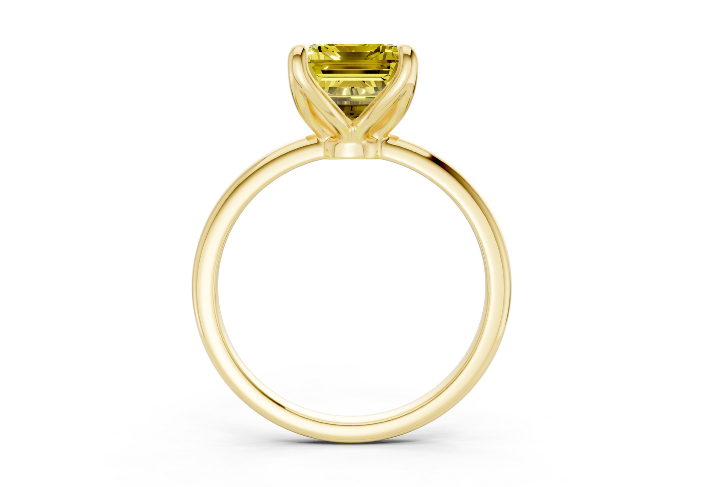 Phoenix Yellow Diamond Solitaire Emerald Cut 1.8mm Engagement Ring