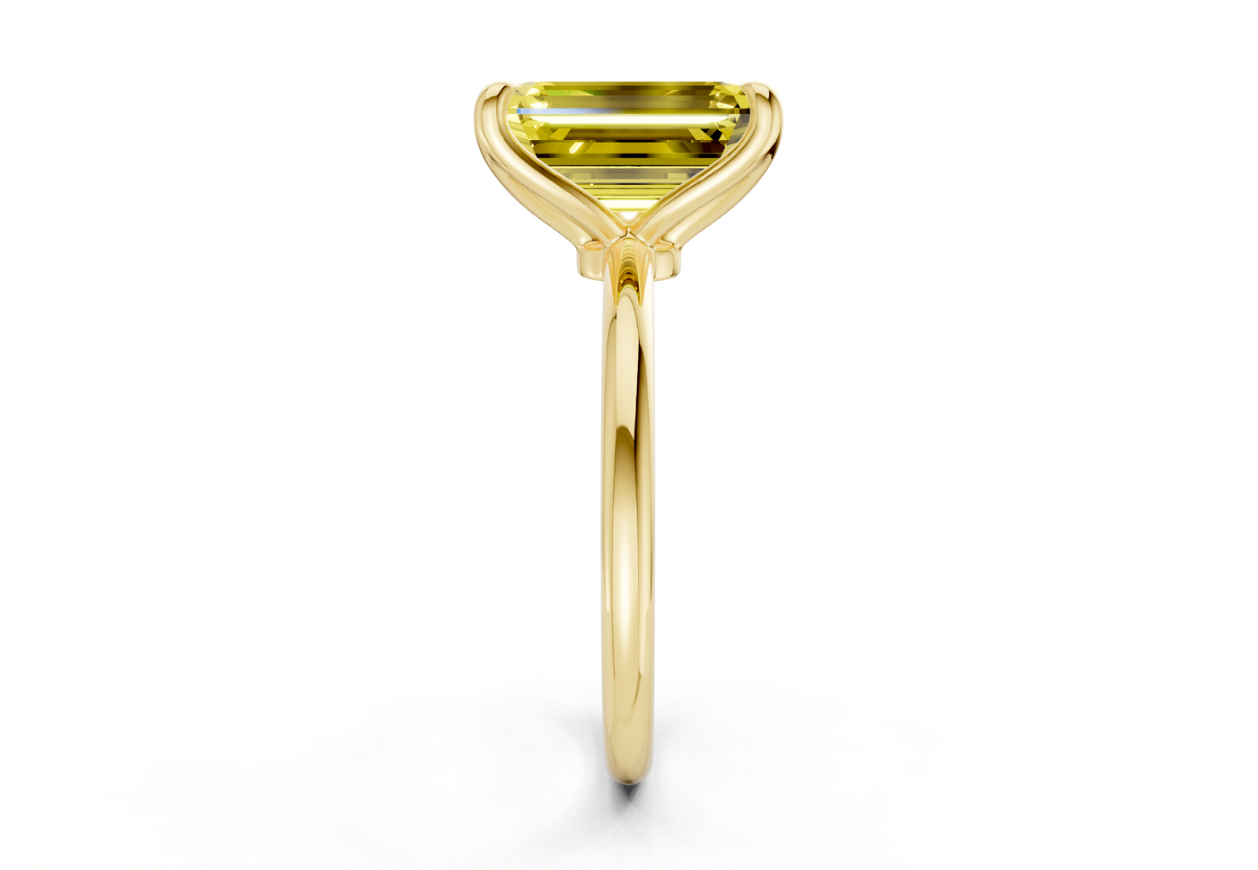 Phoenix Yellow Diamond Solitaire Emerald Cut 1.8mm Engagement Ring