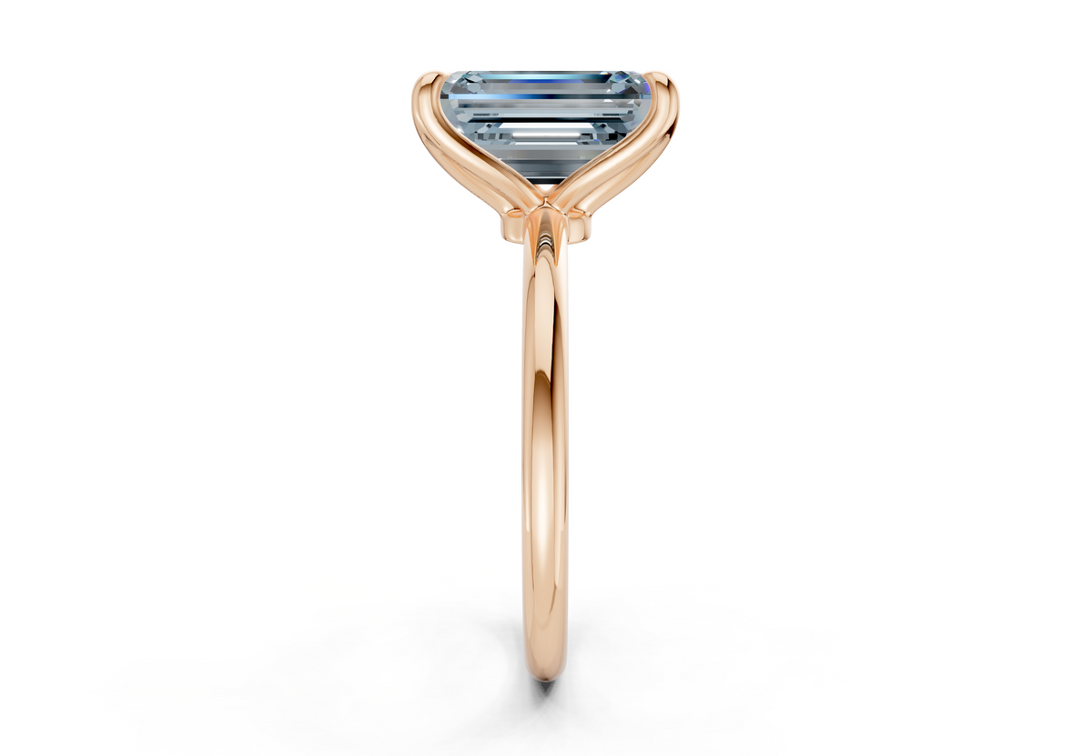 Phoenix Blue Diamond Solitaire Emerald Cut 2.3mm Engagement Ring