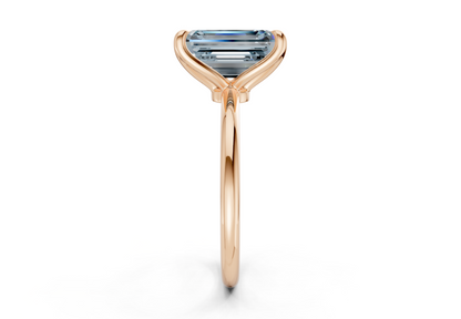 Phoenix Blue Diamond Solitaire Emerald Cut 2mm Engagement Ring