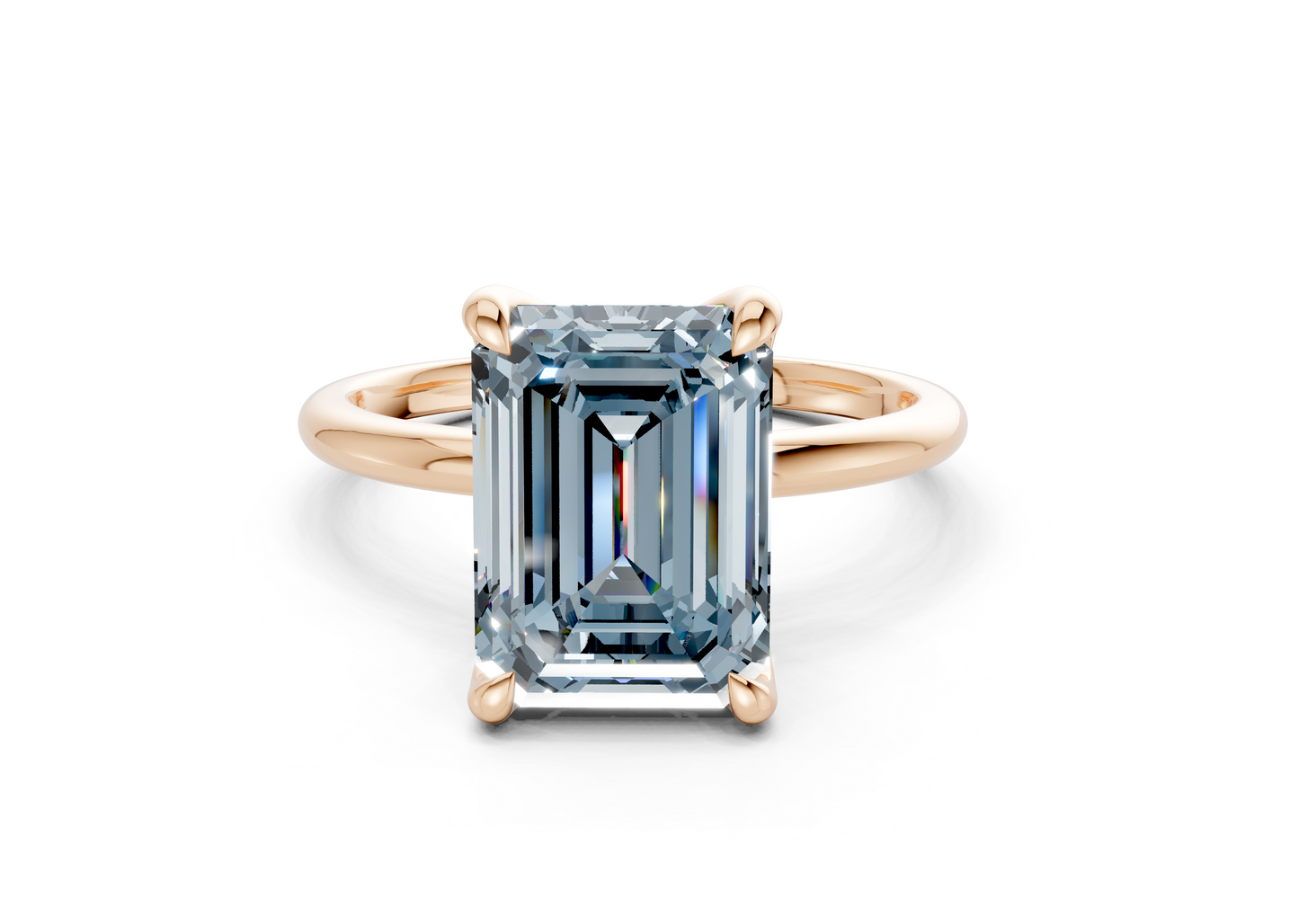 Phoenix Blue Diamond Solitaire Emerald Cut 2.3mm Engagement Ring