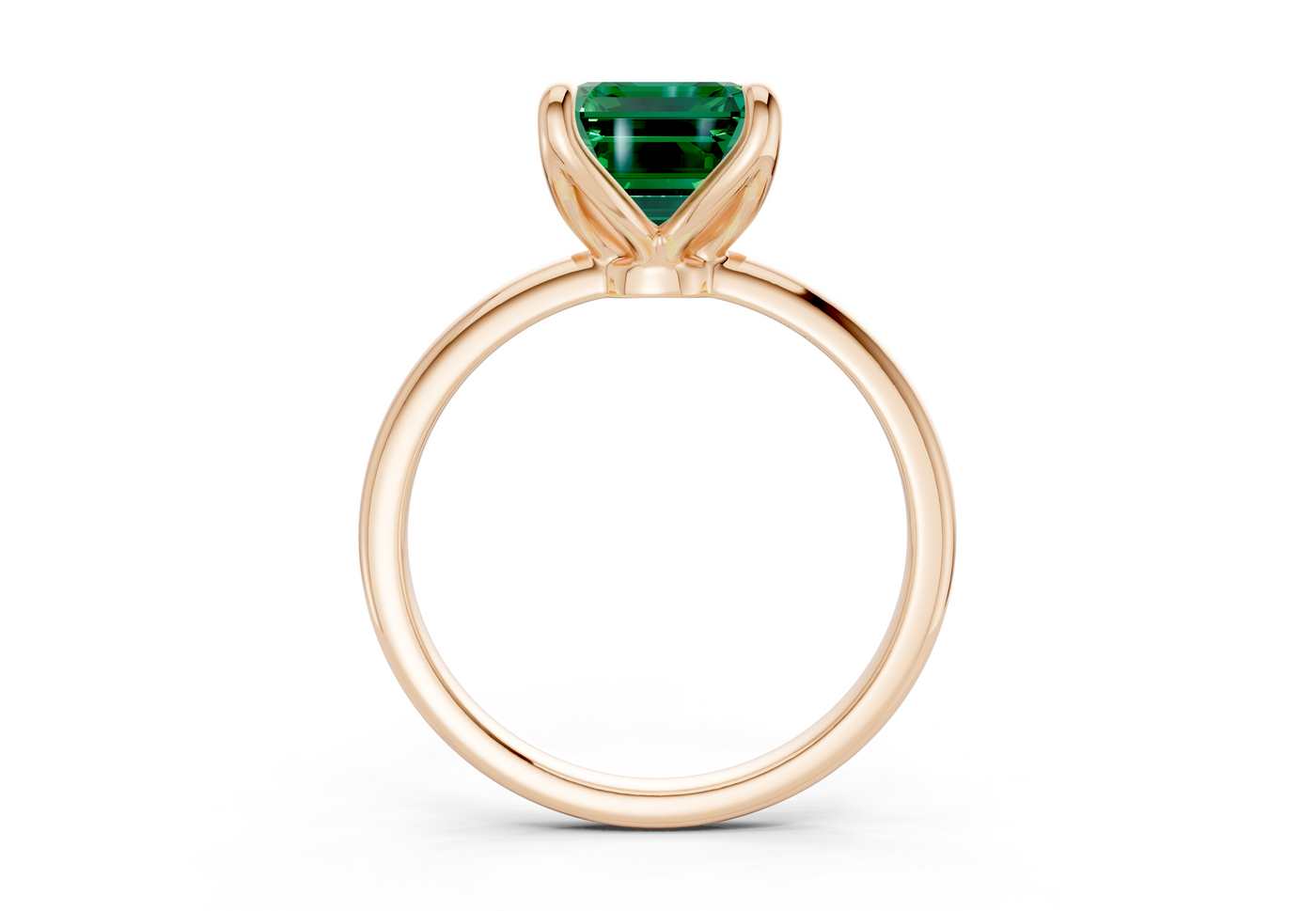 Phoenix Emerald Gemstone Solitaire Emerald Cut 2mm Engagement Ring