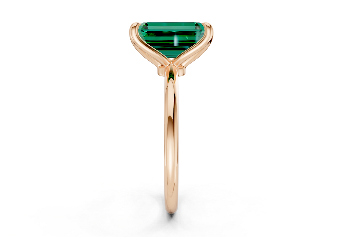 Phoenix Emerald Gemstone Solitaire Emerald Cut 1.8mm Engagement Ring