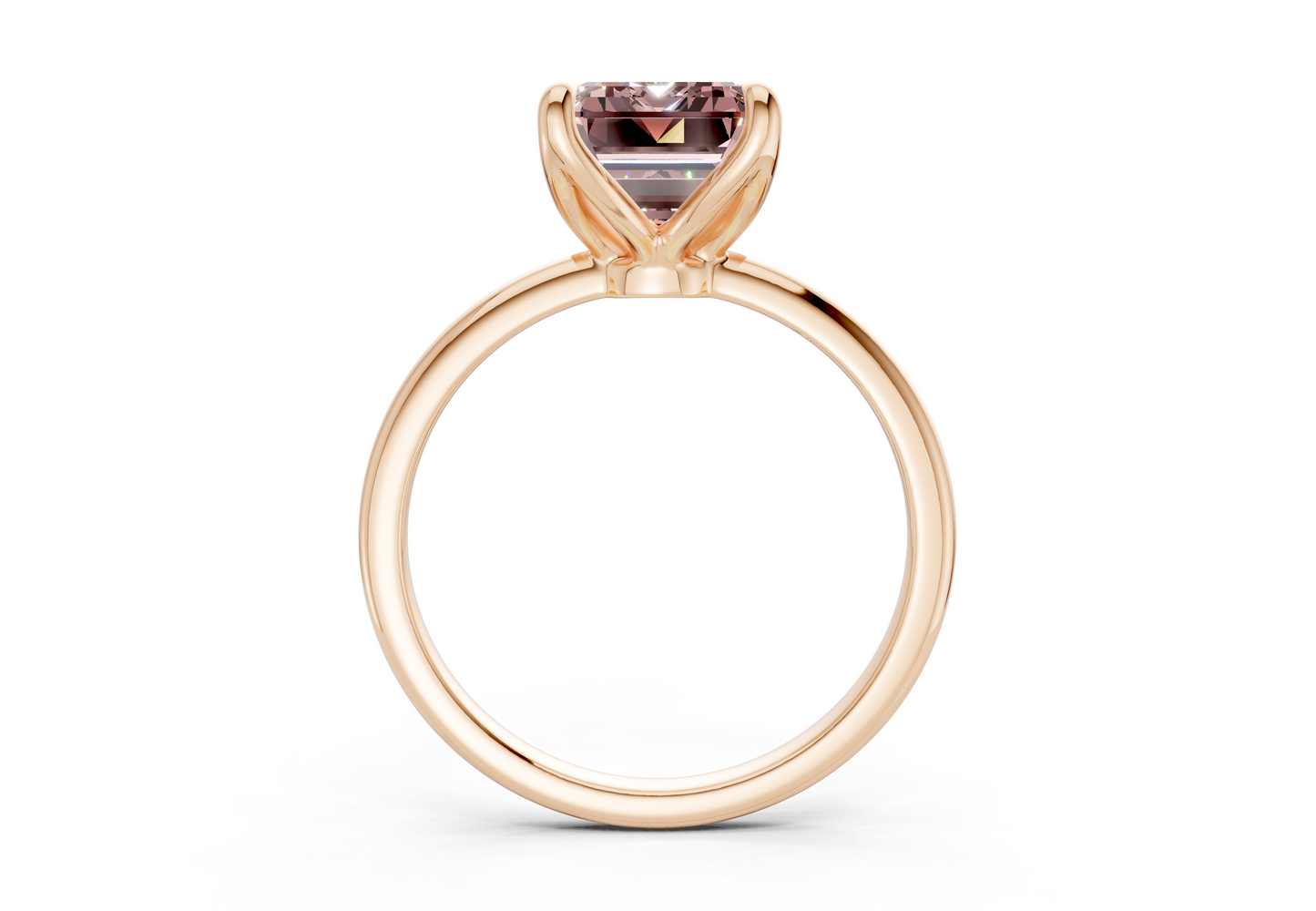 Phoenix Pink Diamond Solitaire Emerald Cut 1.8mm Engagement Ring