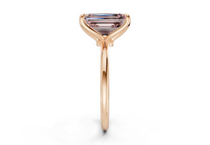 Phoenix Pink Diamond Solitaire Emerald Cut 1.8mm Engagement Ring
