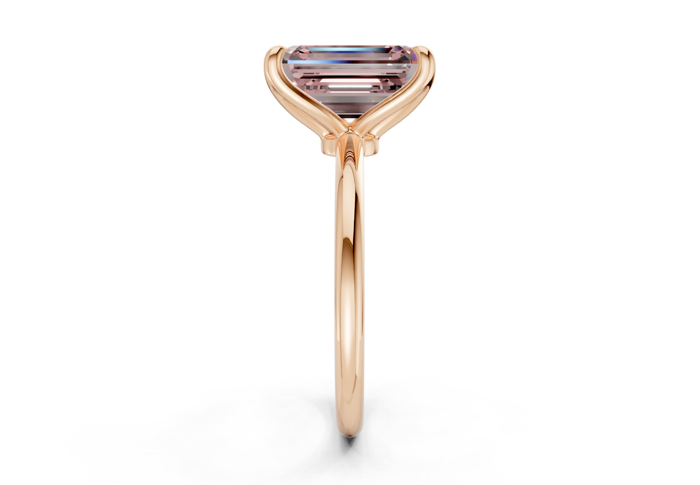 Phoenix Pink Diamond Solitaire Emerald Cut 2.3mm Engagement Ring