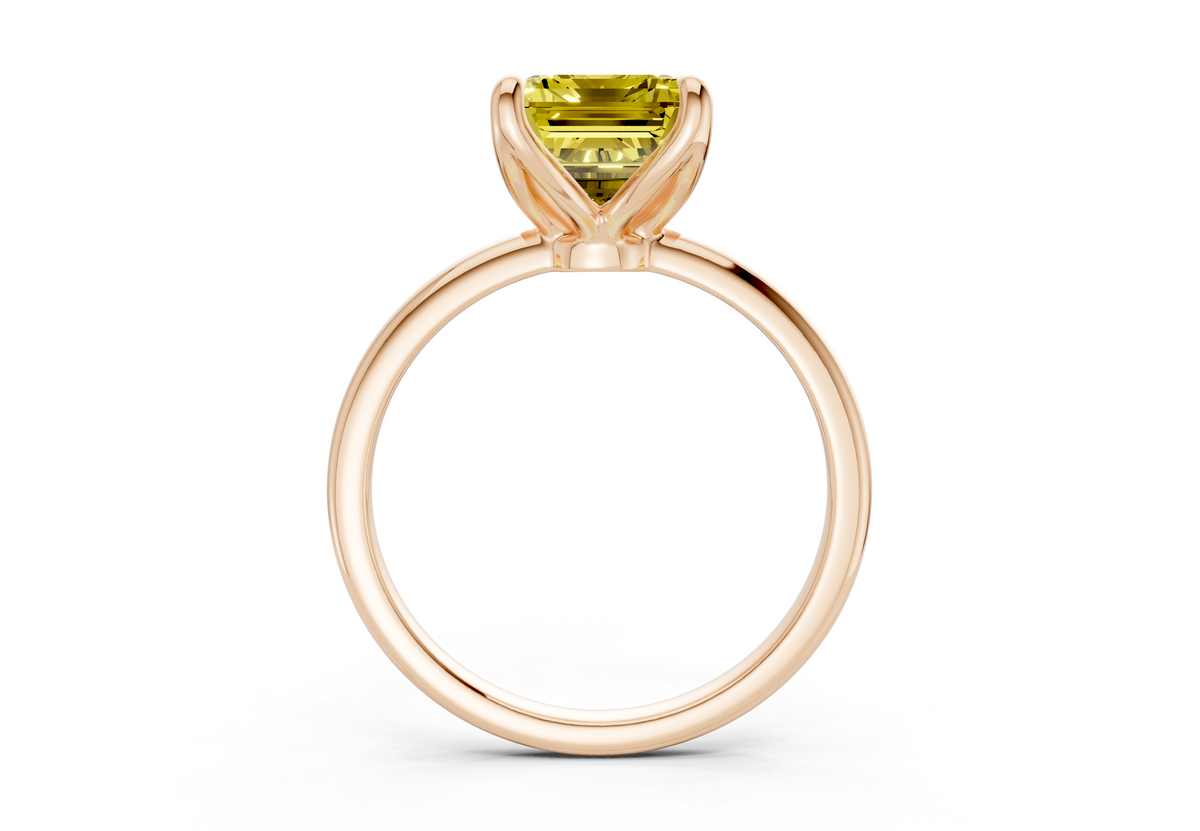 Phoenix Yellow Diamond Solitaire Emerald Cut 1.8mm Engagement Ring