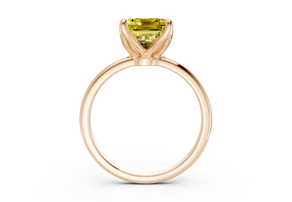 Phoenix Yellow Diamond Solitaire Emerald Cut 2mm Engagement Ring