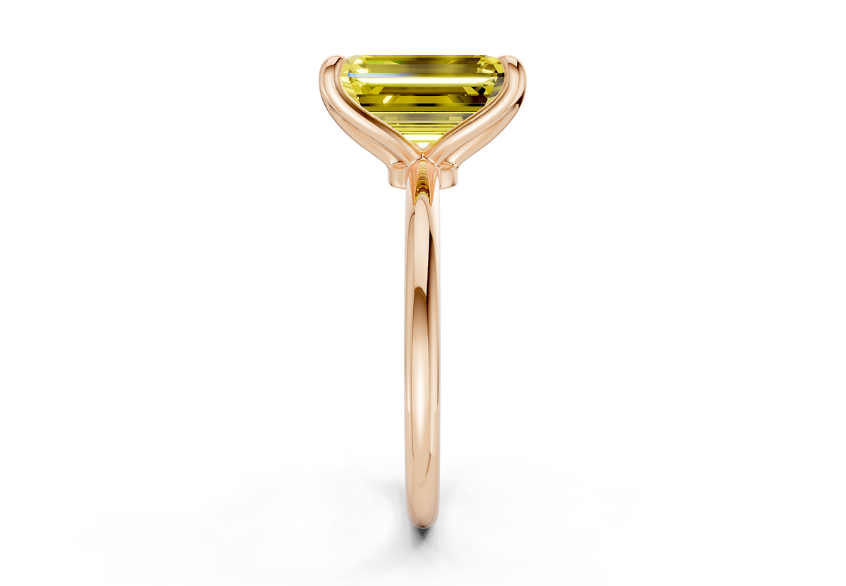 Phoenix Yellow Diamond Solitaire Emerald Cut 1.8mm Engagement Ring