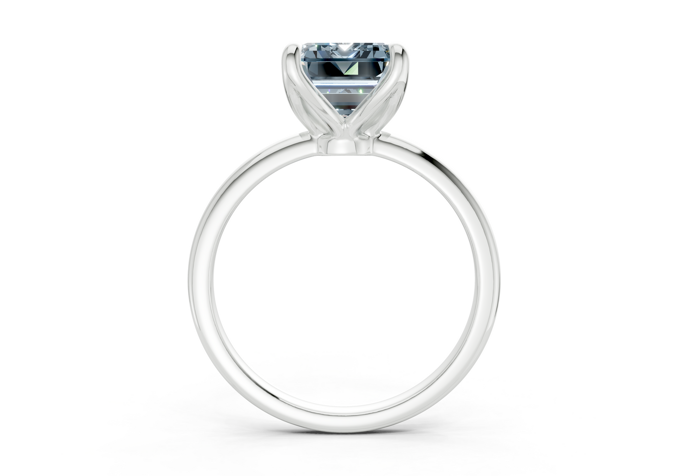Phoenix Blue Diamond Solitaire Emerald Cut 2mm Engagement Ring