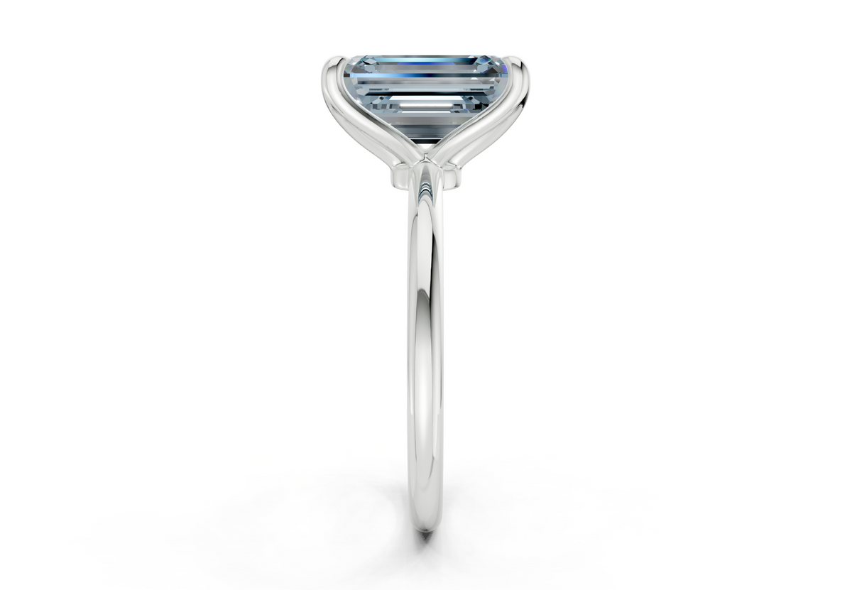 Phoenix Blue Diamond Solitaire Emerald Cut 2.3mm Engagement Ring
