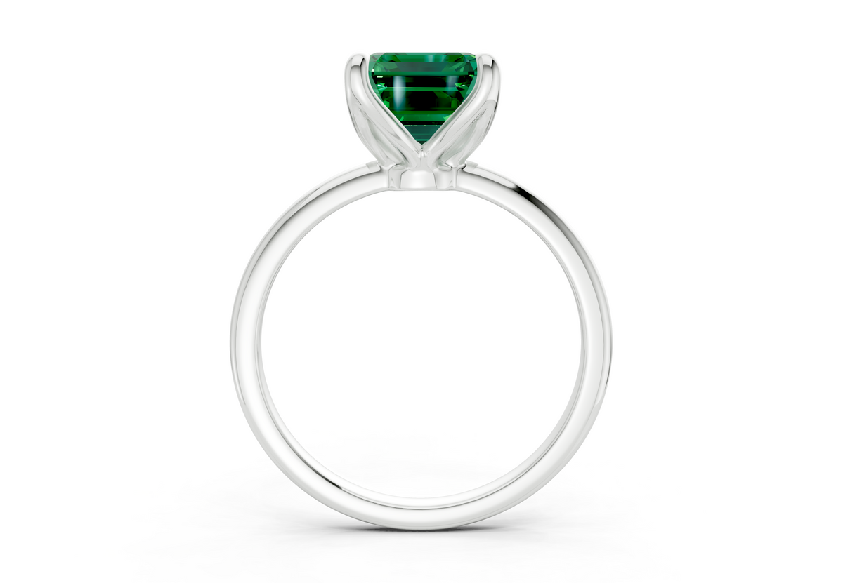 Phoenix Emerald Gemstone Solitaire Emerald Cut 1.8mm Engagement Ring