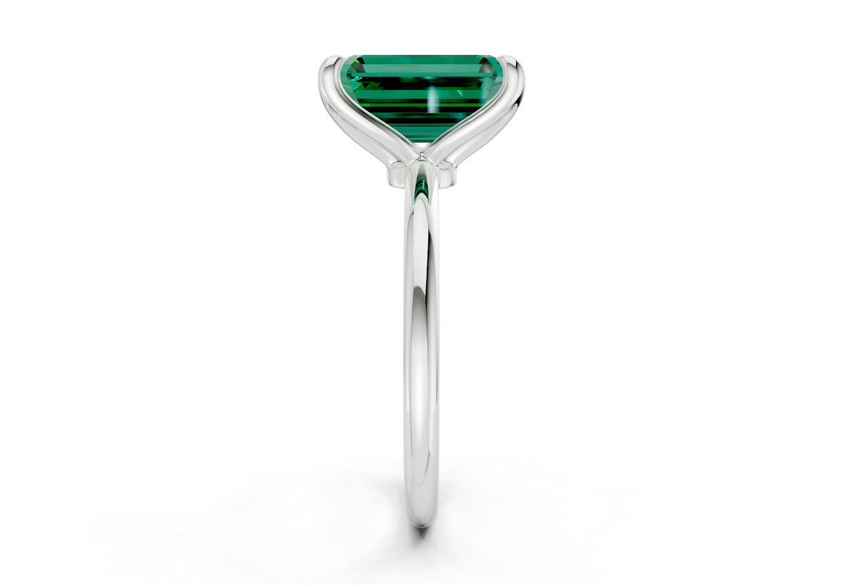 Phoenix Emerald Gemstone Solitaire Emerald Cut 1.8mm Engagement Ring