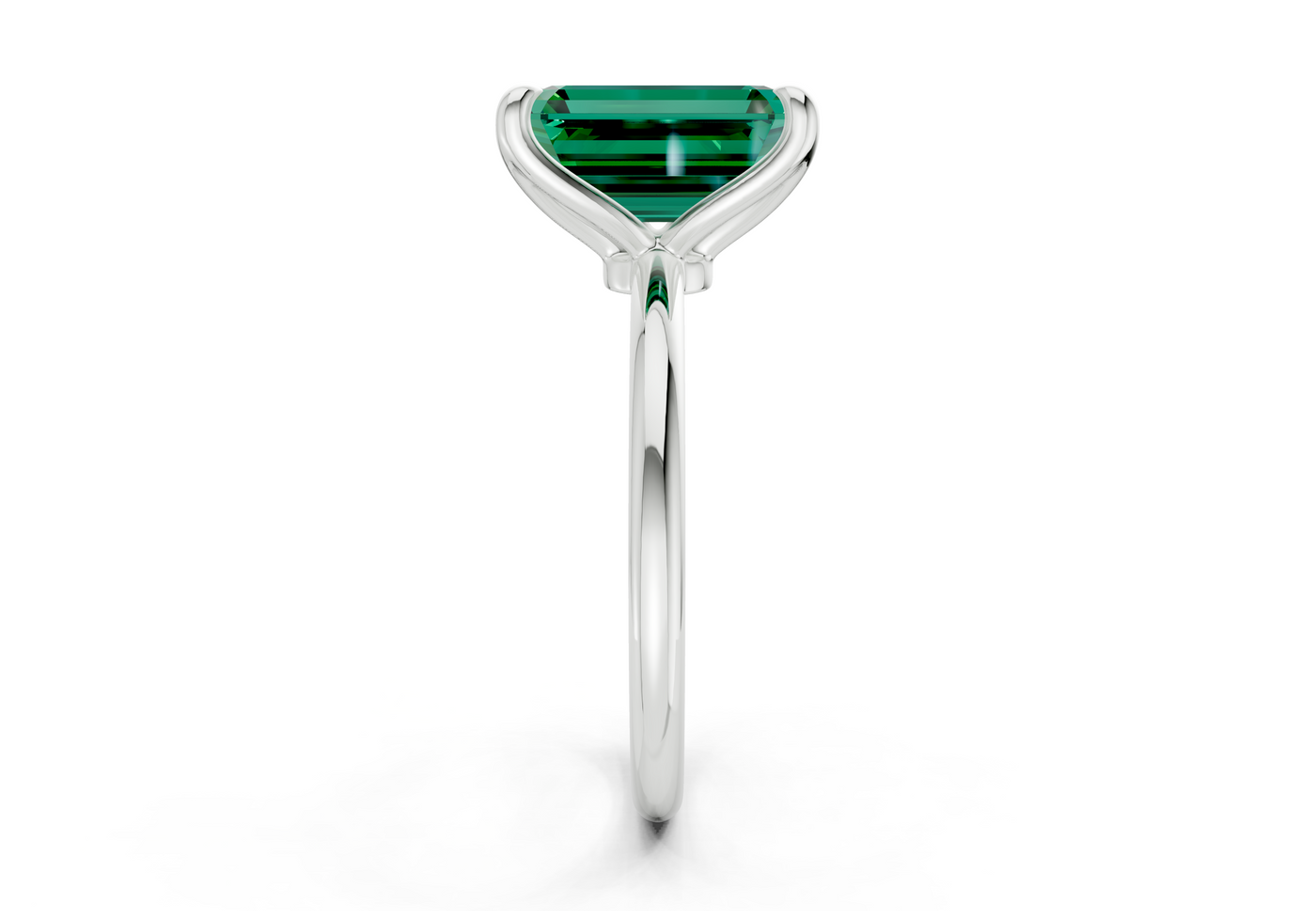 Phoenix Emerald Gemstone Solitaire Emerald Cut 2mm Engagement Ring
