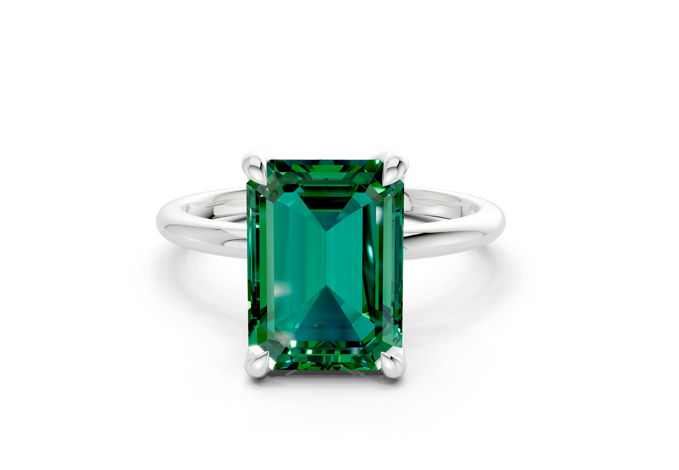 Phoenix Emerald Gemstone Solitaire Emerald Cut 2mm Engagement Ring