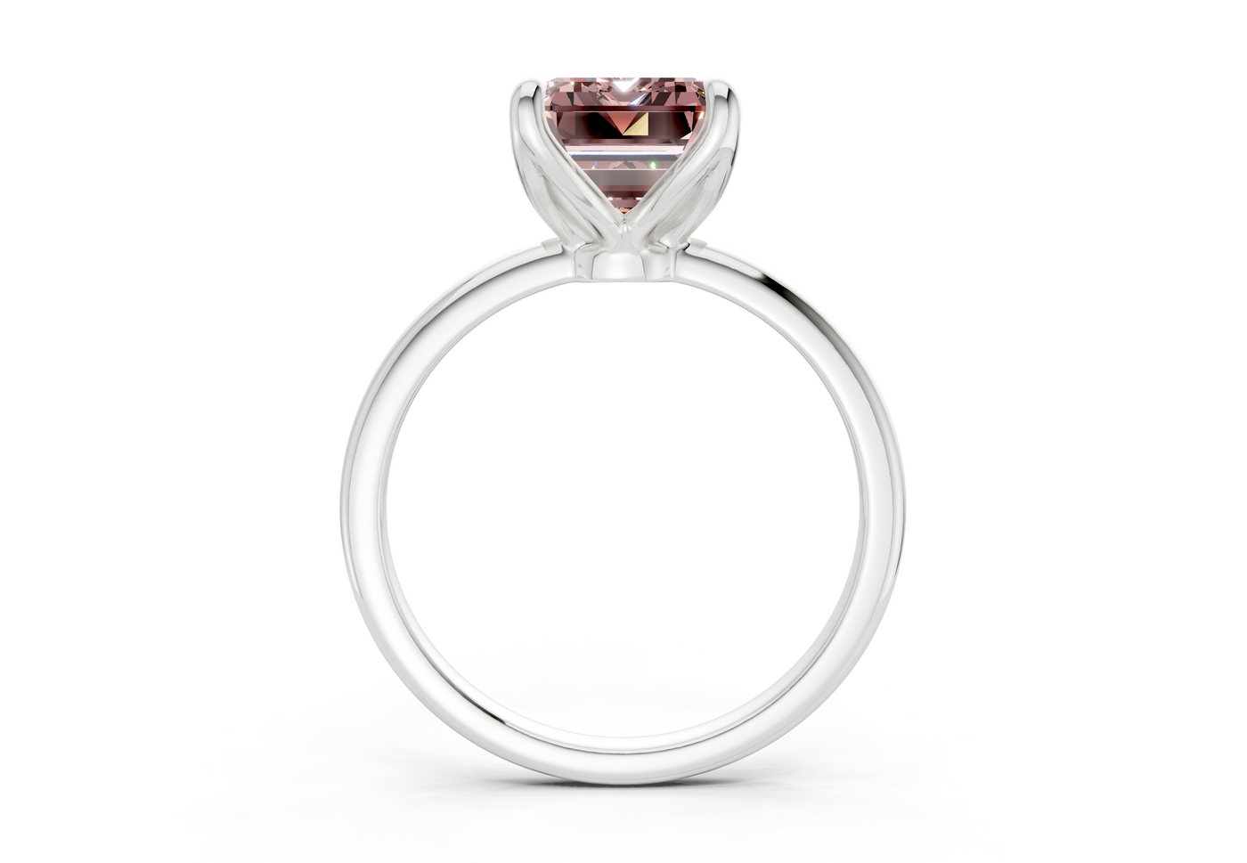Phoenix Pink Diamond Solitaire Emerald Cut 2.3mm Engagement Ring