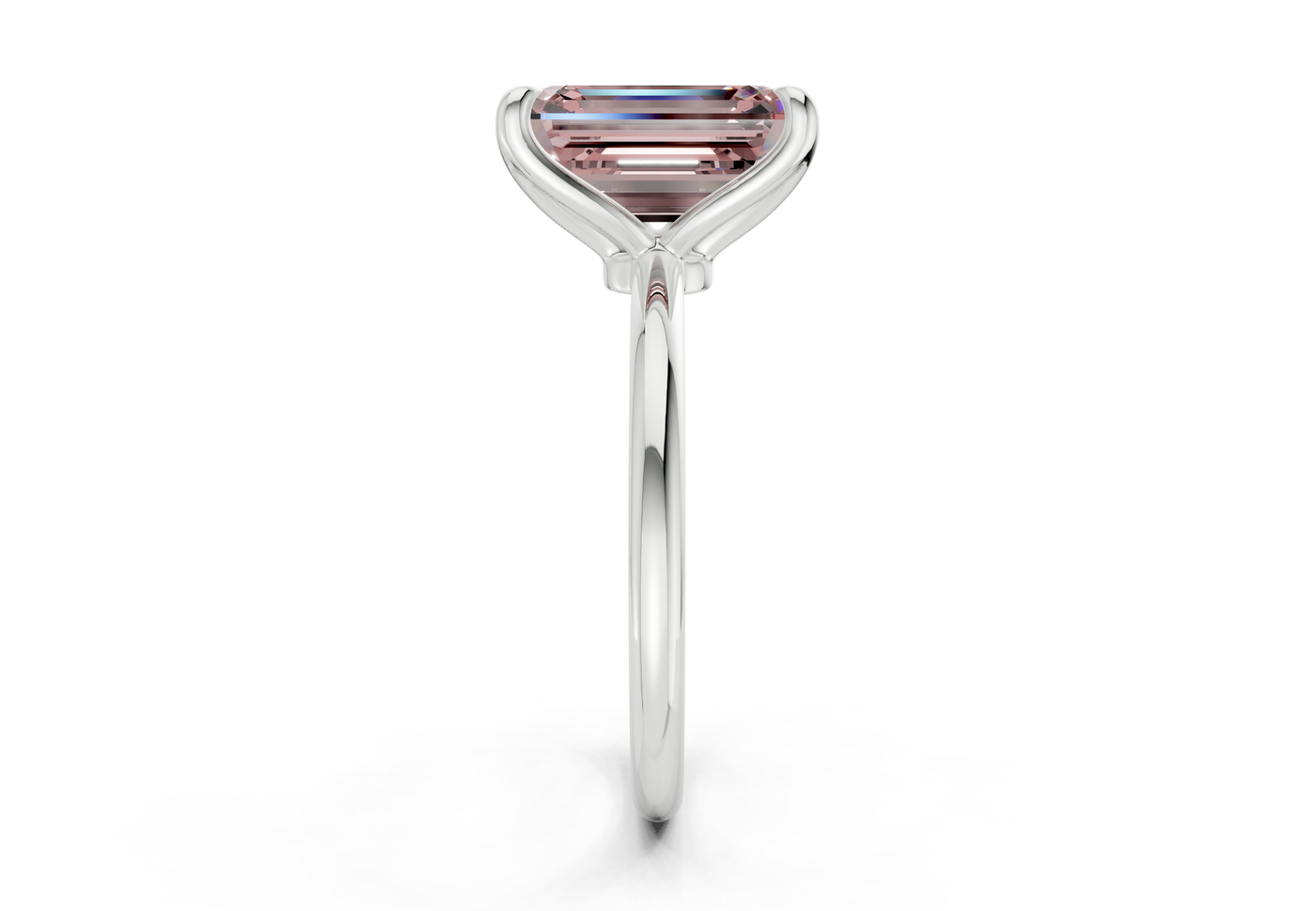 Phoenix Pink Diamond Solitaire Emerald Cut 1.8mm Engagement Ring