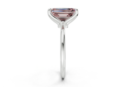 Phoenix Pink Diamond Solitaire Emerald Cut 1.8mm Engagement Ring