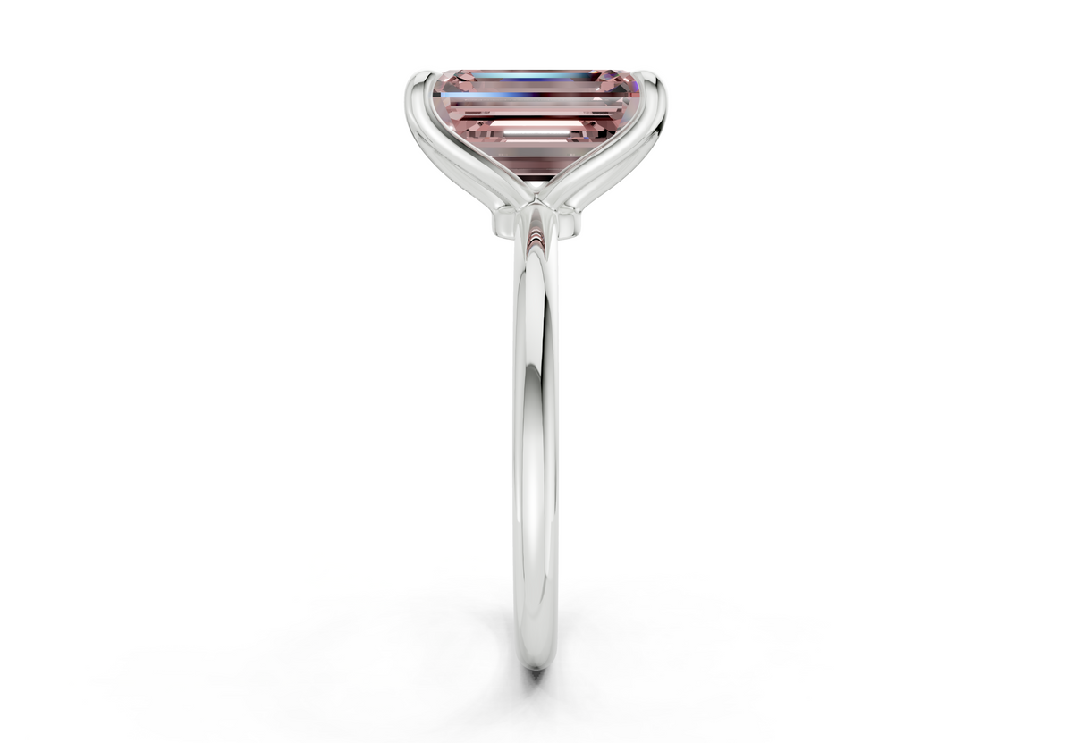 Phoenix Pink Diamond Solitaire Emerald Cut 2mm Engagement Ring
