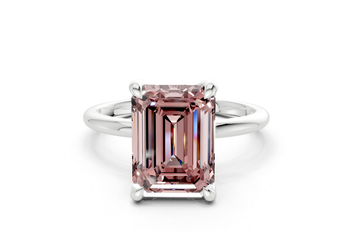 Phoenix Pink Diamond Solitaire Emerald Cut 1.8mm Engagement Ring