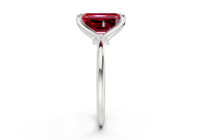 Phoenix Ruby Gemstone Solitaire Emerald Cut 1.8mm Engagement Ring